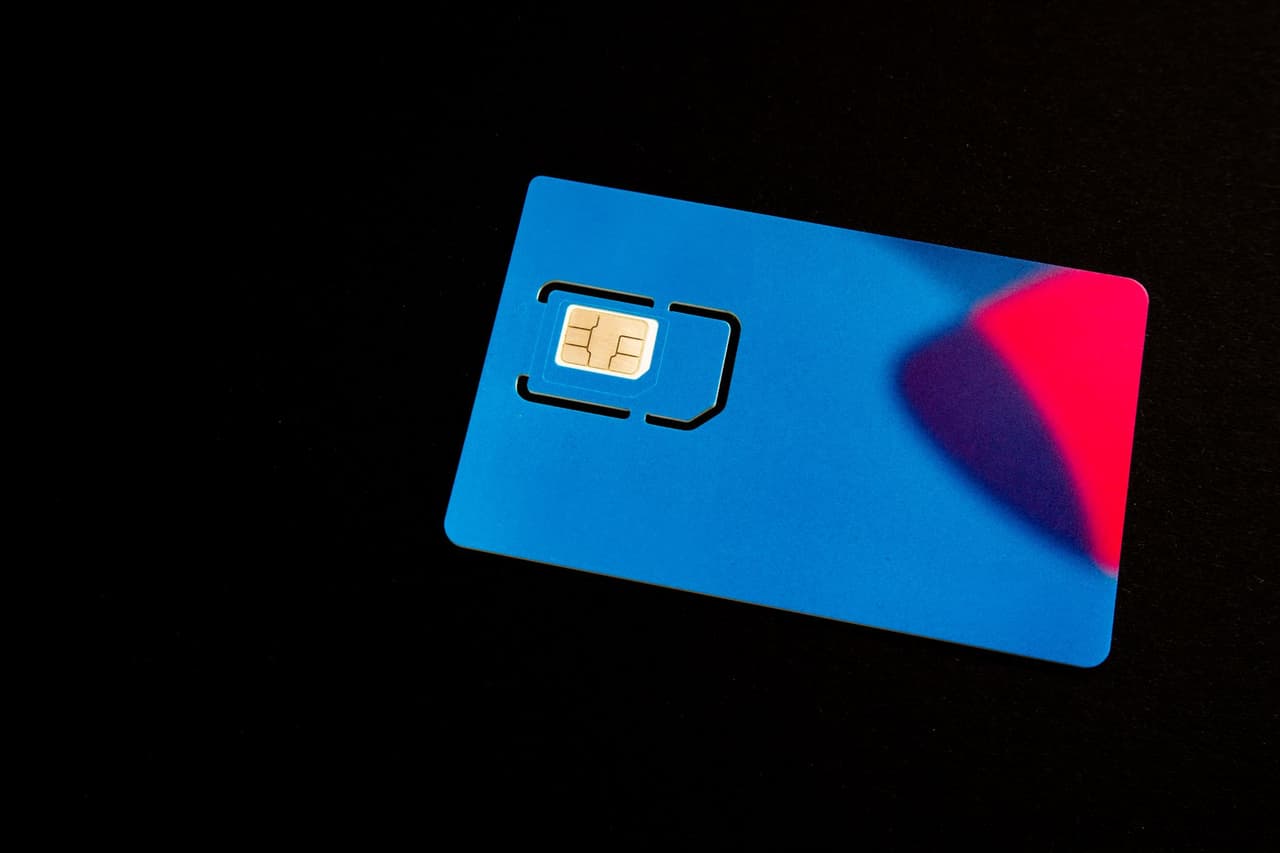 A SIM card on a dark background